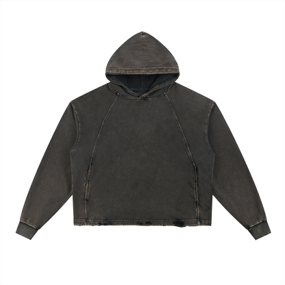 Vintage Washed Frayed-Hem Hoodie