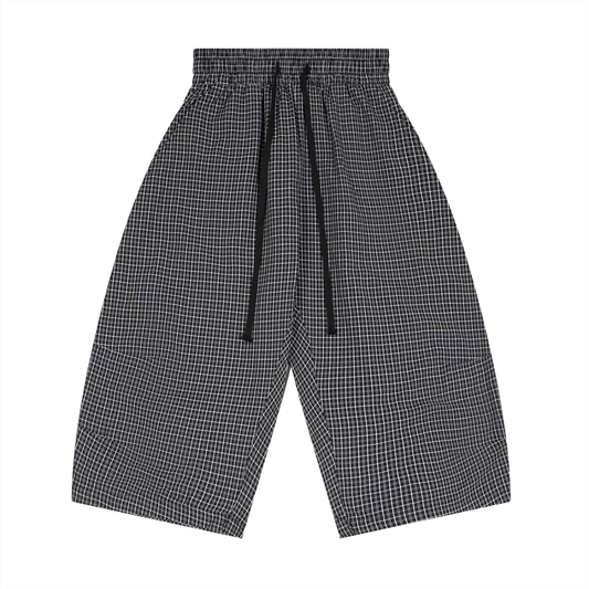 Unisex Plaid Loose Capri Shorts