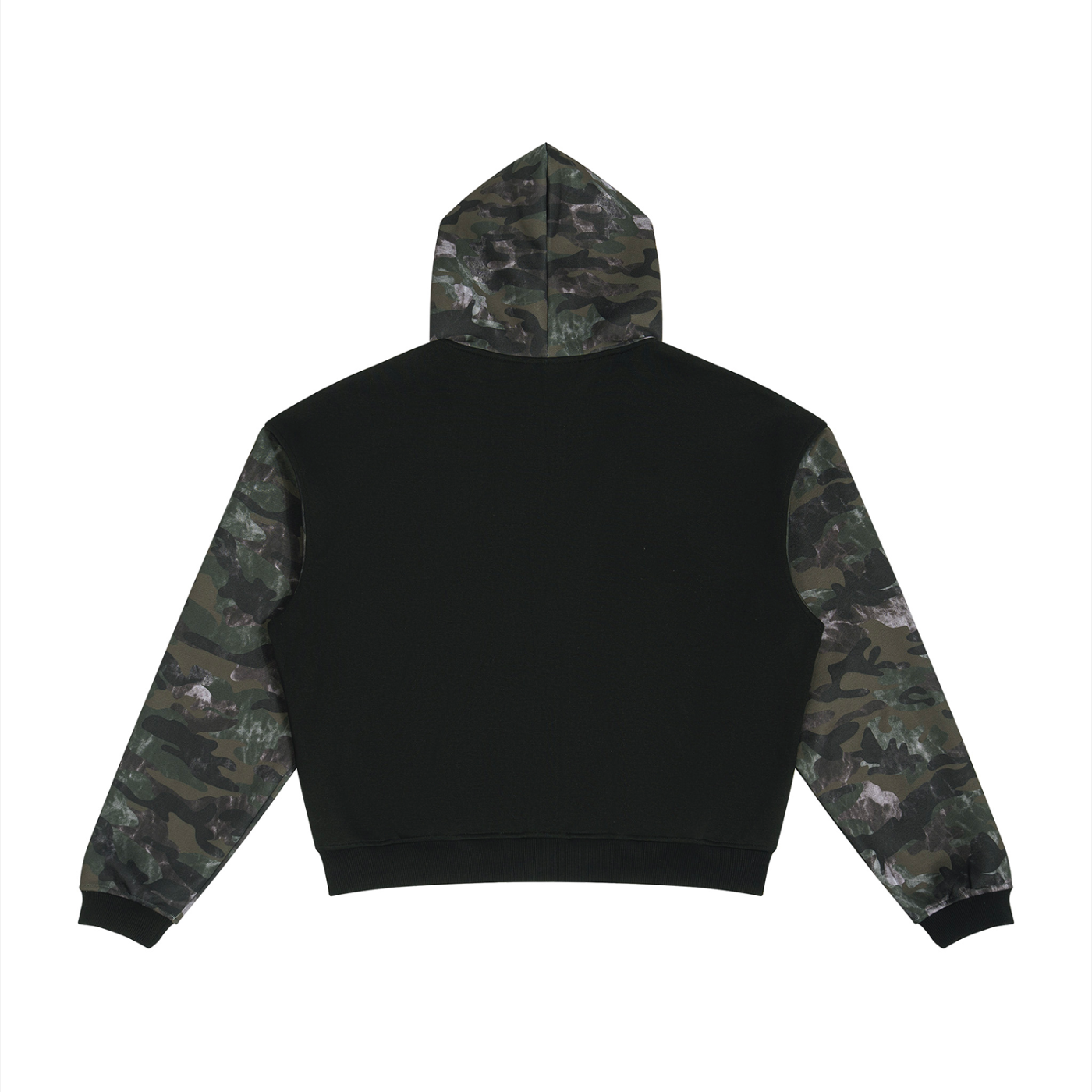 Unisex Colorblock Camo Full Zip Boxy Hoodie