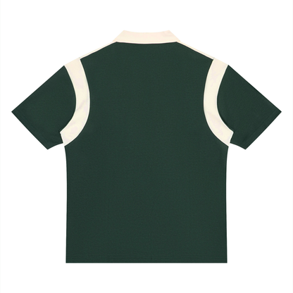 Unisex Color Block Quarter Zip Polo Shirt