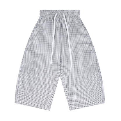 Unisex Plaid Loose Capri Shorts