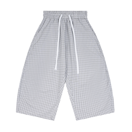 Unisex Plaid Loose Capri Shorts