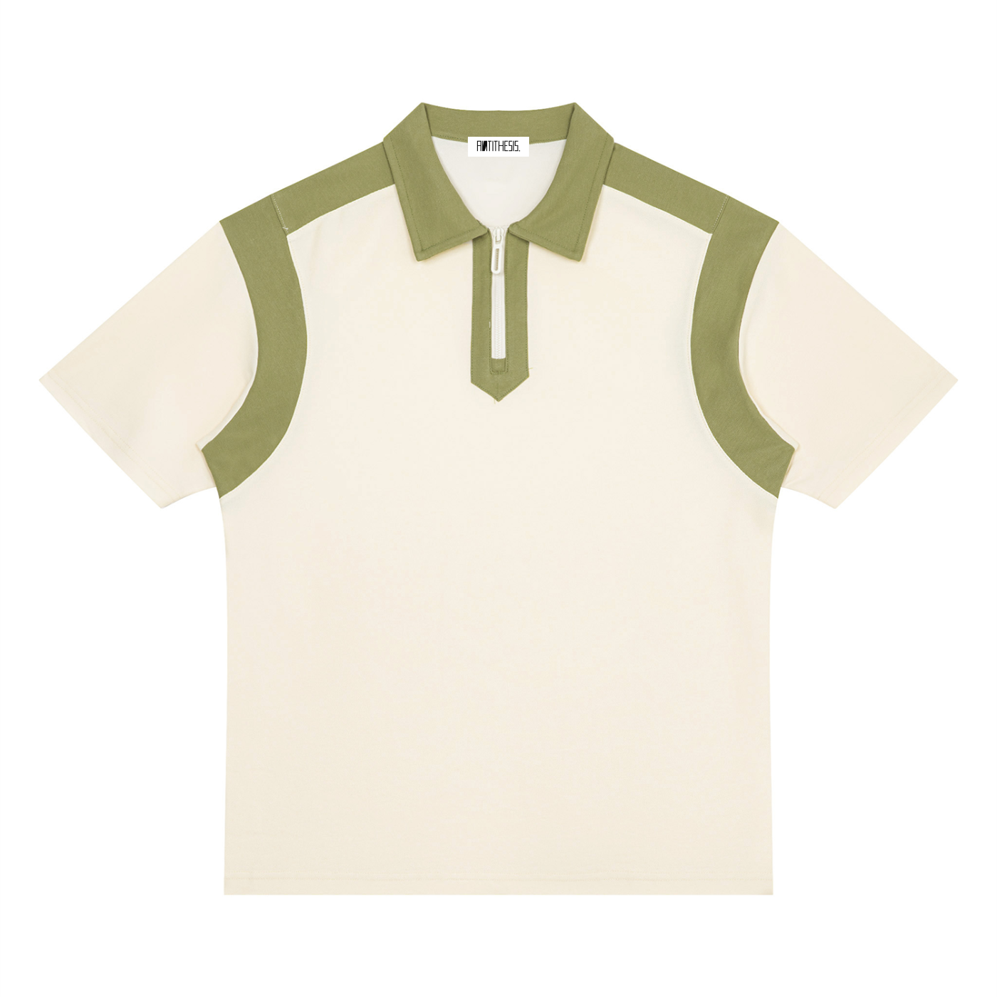 Unisex Color Block Quarter Zip Polo Shirt