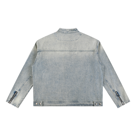 Vintage Wash Zip Denim Jacket