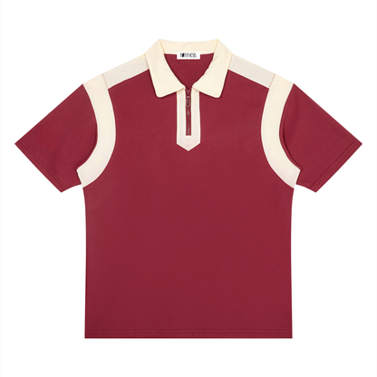 Unisex Color Block Quarter Zip Polo Shirt