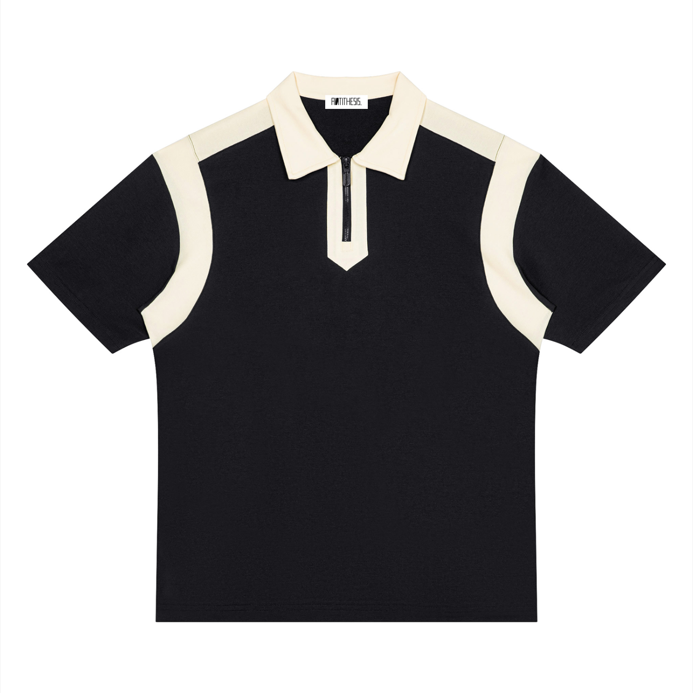 Unisex Color Block Quarter Zip Polo Shirt