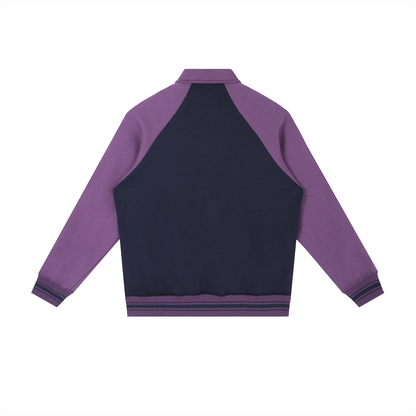 Contrast Raglan Sleeve Baseball Jacket
