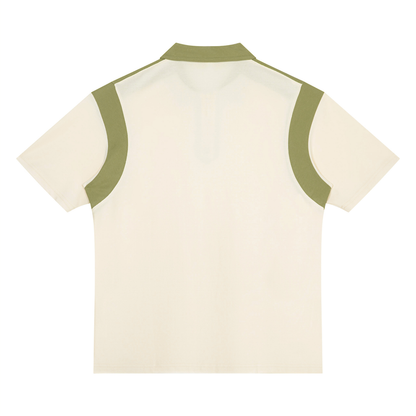 Unisex Color Block Quarter Zip Polo Shirt