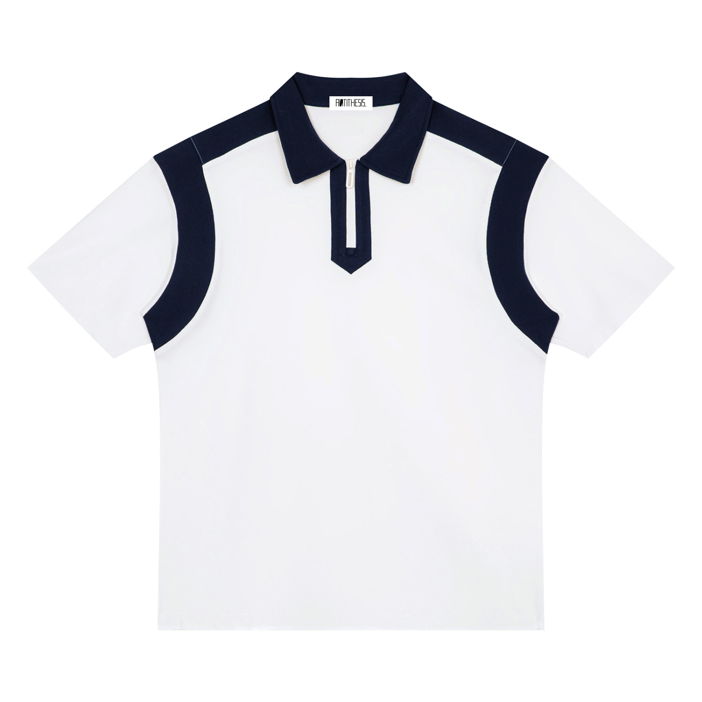 Unisex Color Block Quarter Zip Polo Shirt