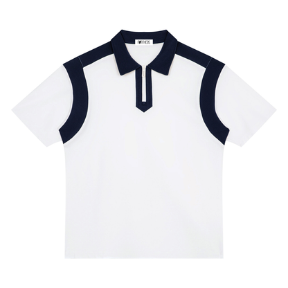 Unisex Color Block Quarter Zip Polo Shirt