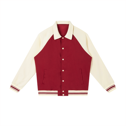 Contrast Raglan Sleeve Baseball Jacket