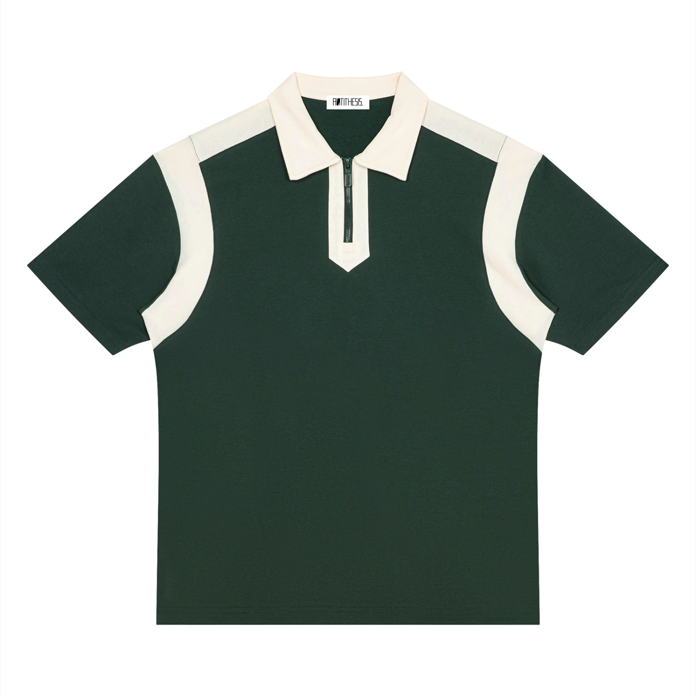 Unisex Color Block Quarter Zip Polo Shirt