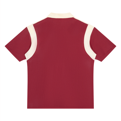 Unisex Color Block Quarter Zip Polo Shirt
