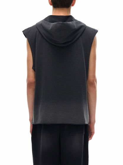 Vintage Washed Zip-Up Hooded Tank Top