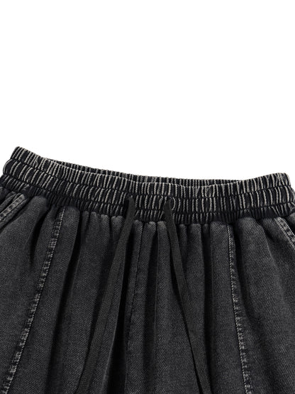Snow Wash Drawstring Cotton Pants