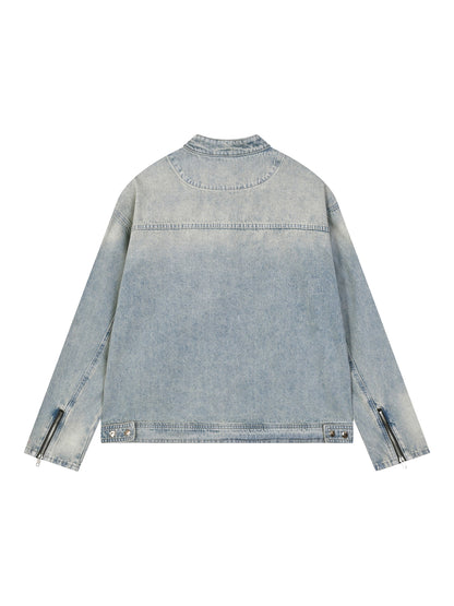 Vintage Wash Zip Denim Jacket