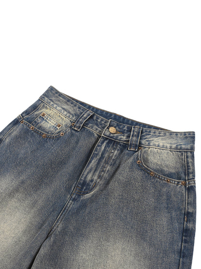 Vintage Wash Baggy Denim Shorts