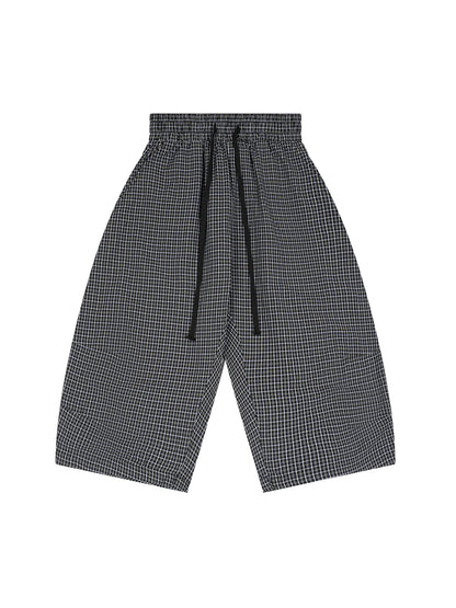Unisex Plaid Loose Capri Shorts
