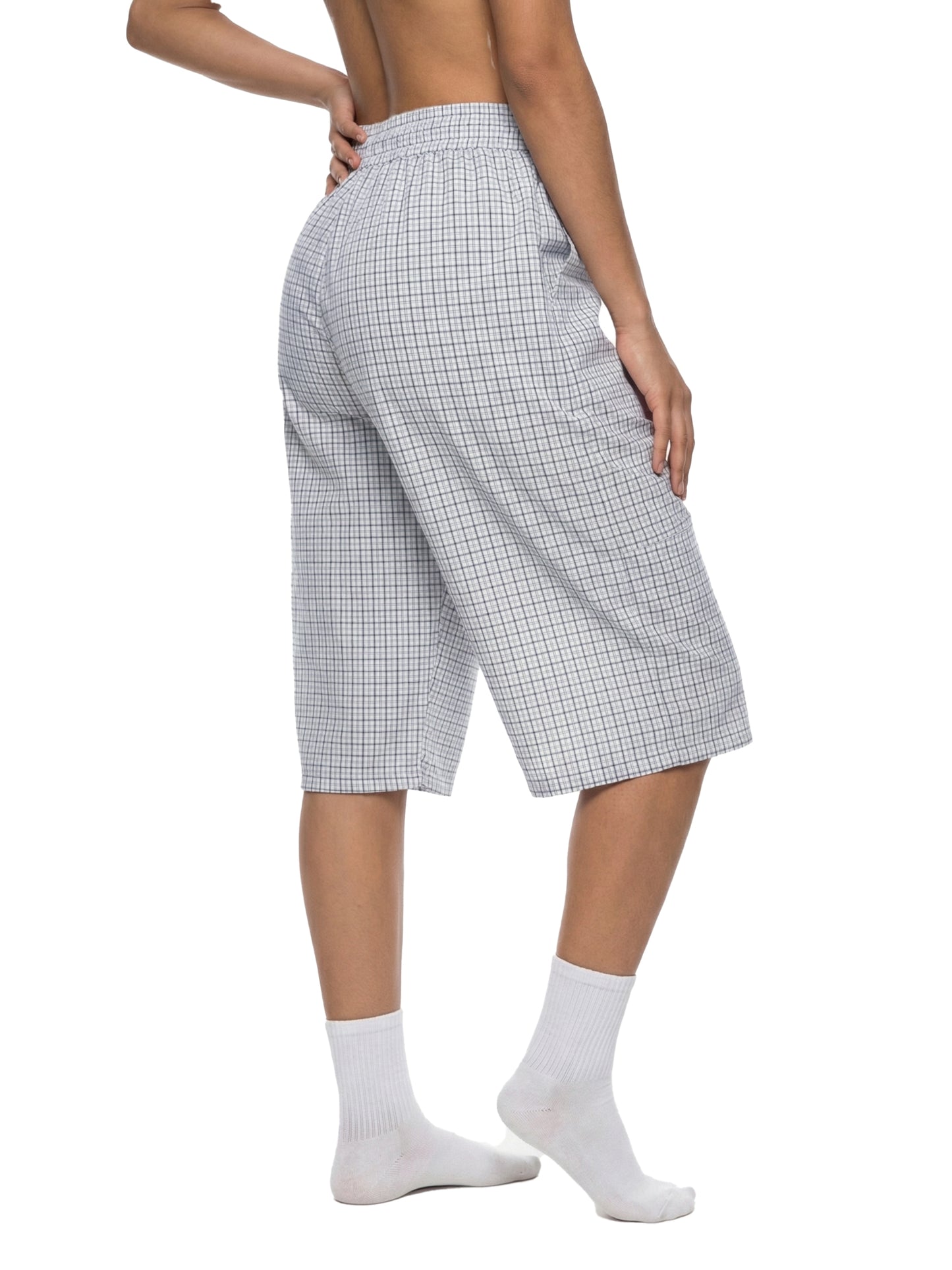 Unisex Plaid Loose Capri Shorts