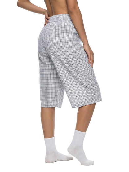 Unisex Plaid Loose Capri Shorts