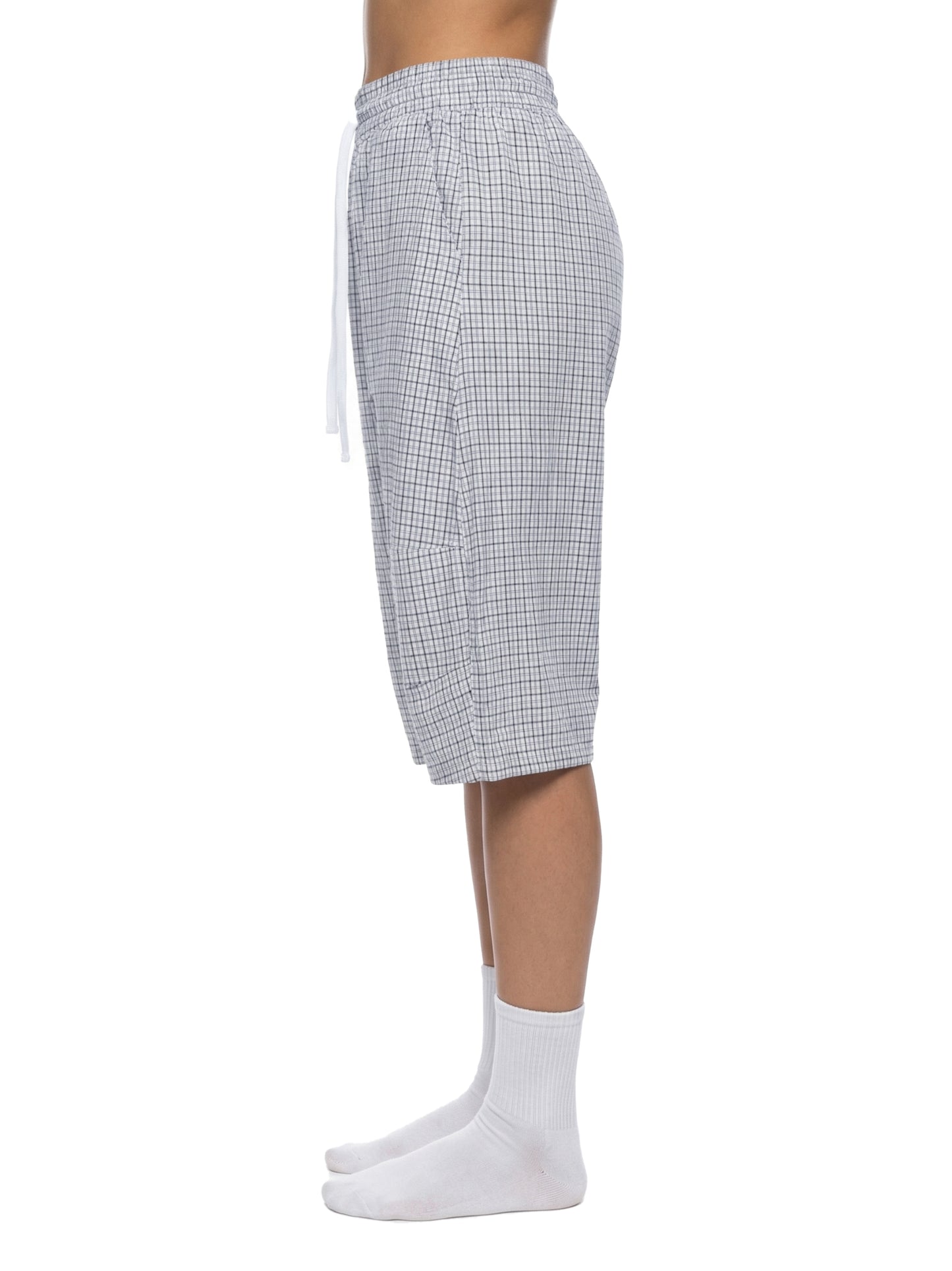 Unisex Plaid Loose Capri Shorts