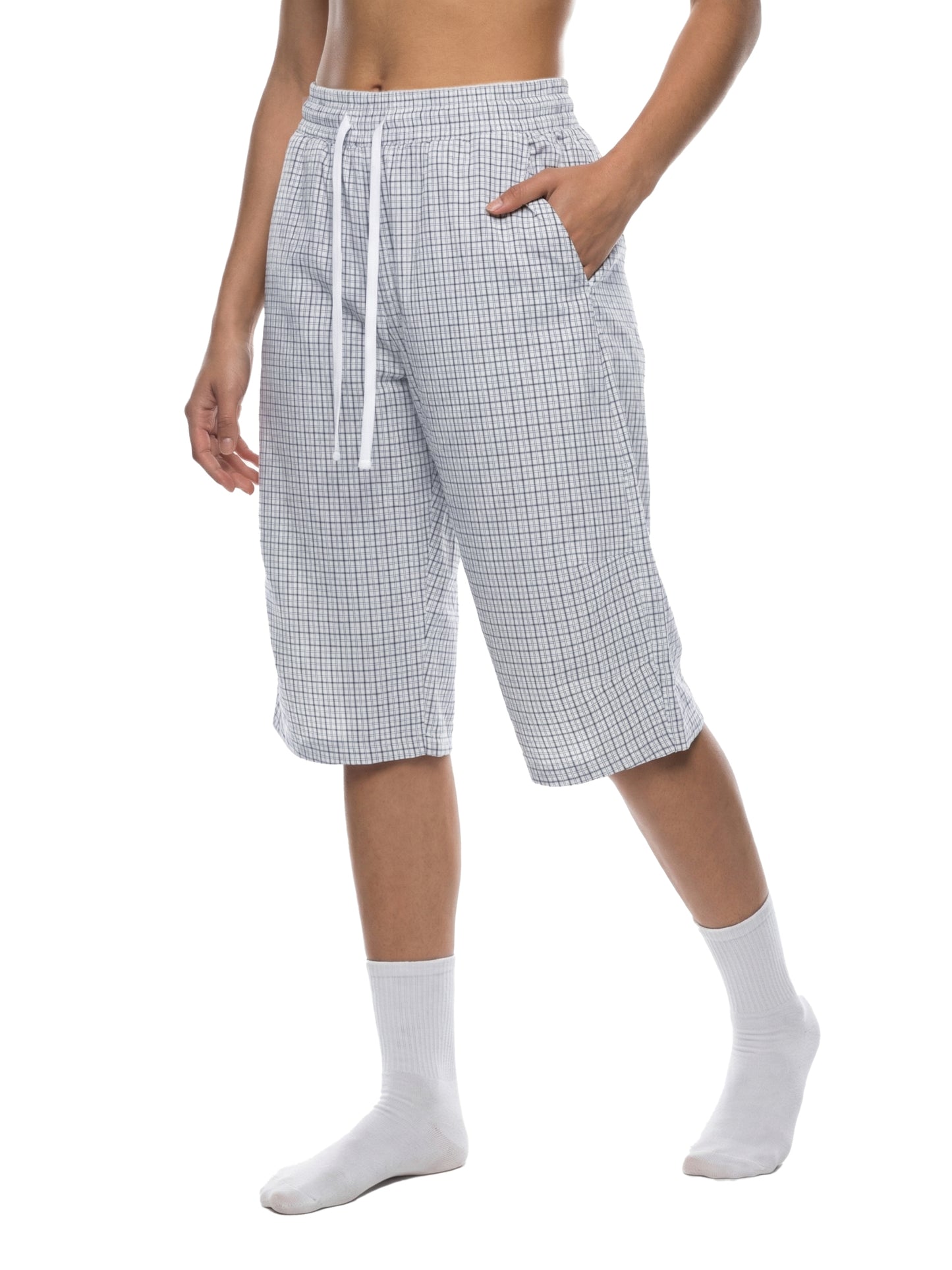 Unisex Plaid Loose Capri Shorts
