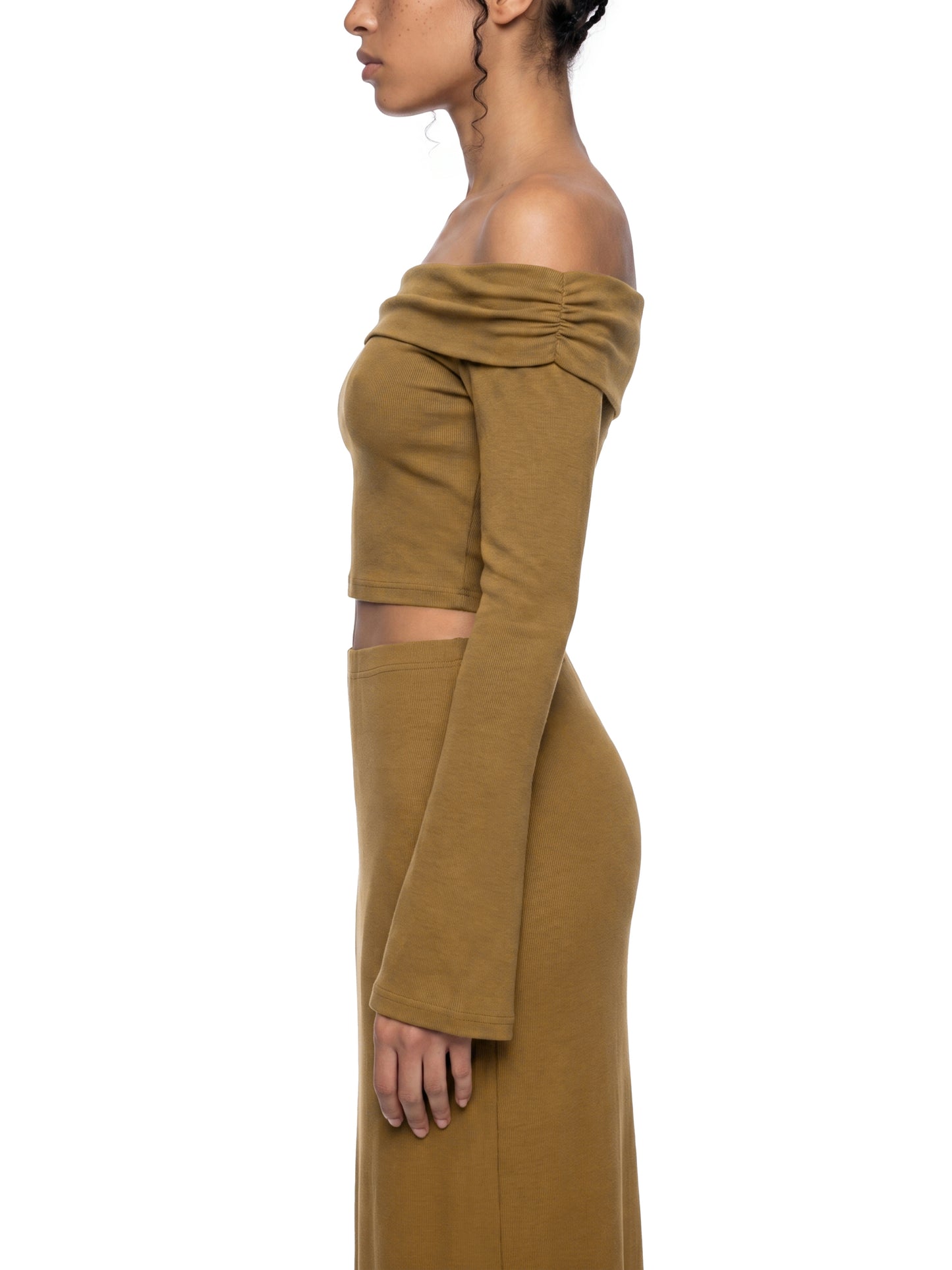 Women's Off-the-Shoulder Bell Sleeve Crop T-Shirt