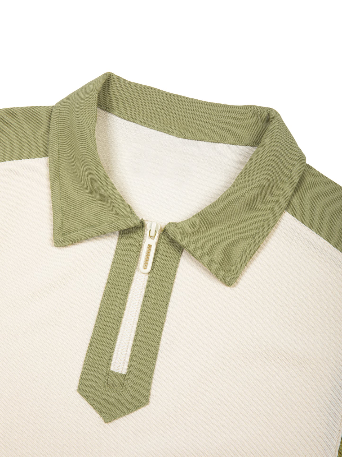 Unisex Color Block Quarter Zip Polo Shirt