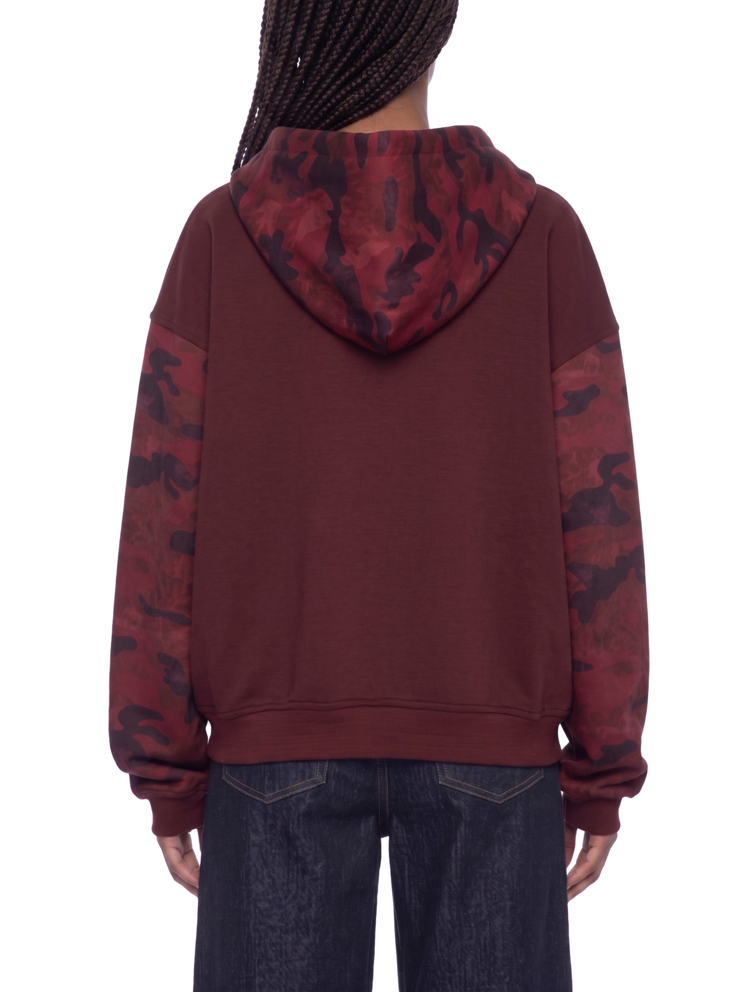 Unisex Colorblock Camo Full Zip Boxy Hoodie