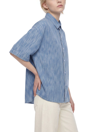 Unisex Boxy Vintage Wash Denim Shirt