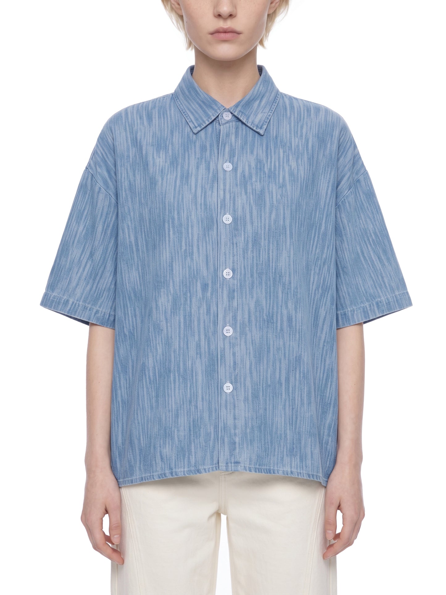 Unisex Boxy Vintage Wash Denim Shirt