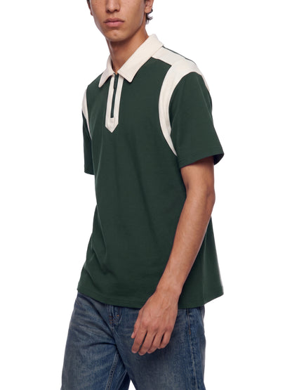 Unisex Color Block Quarter Zip Polo Shirt
