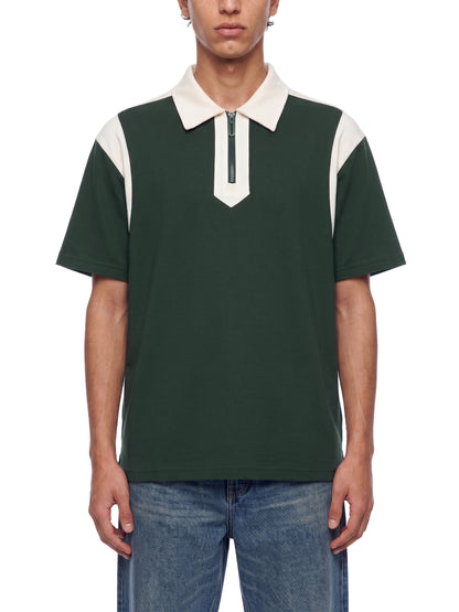 Unisex Color Block Quarter Zip Polo Shirt