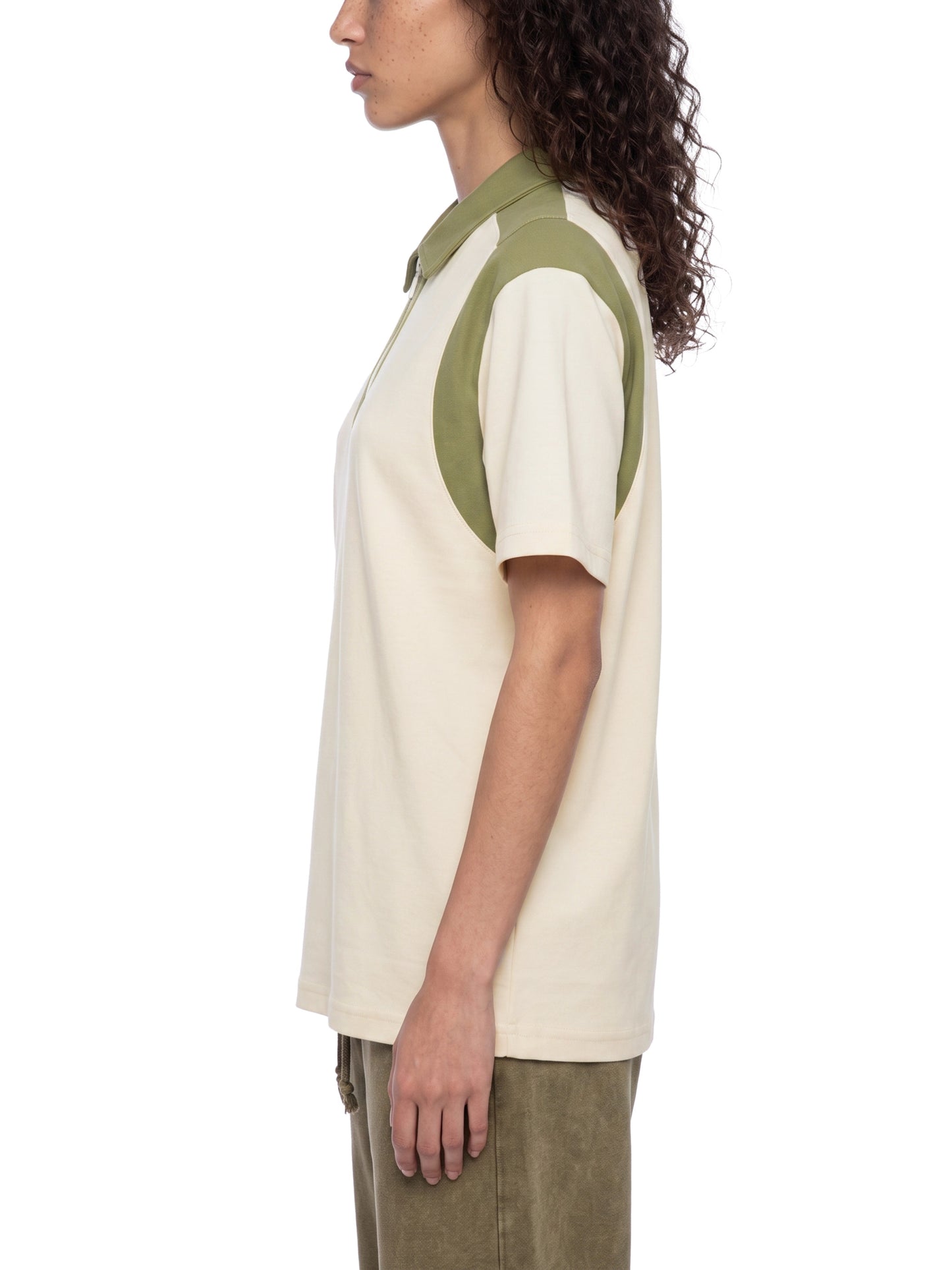 Unisex Color Block Quarter Zip Polo Shirt